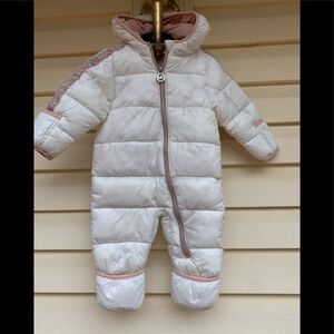 Michael Kors white warm puffer coverall, excellent condition very warm,6-12 mon.